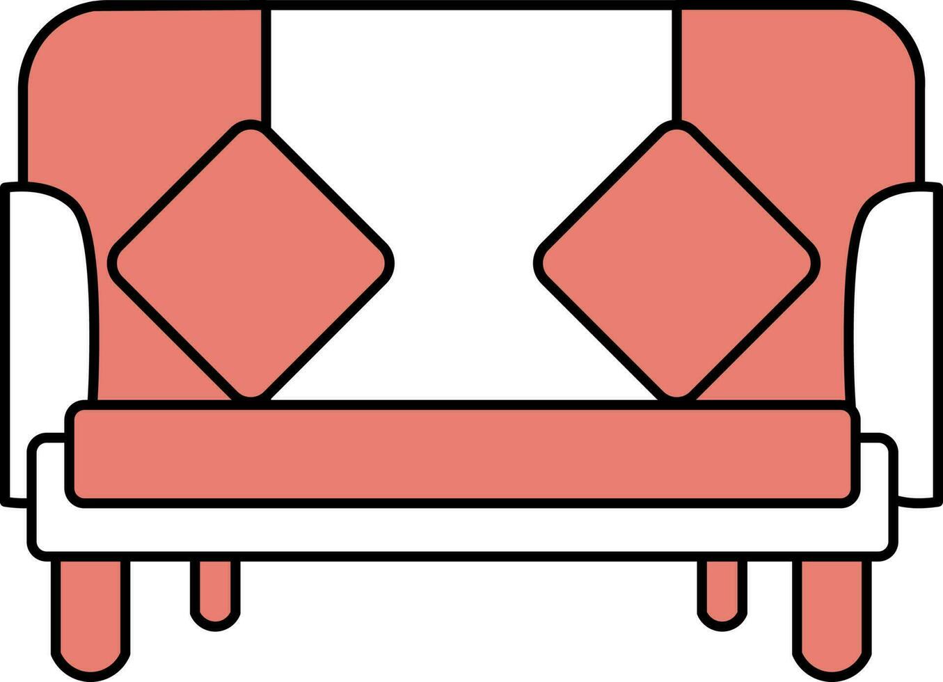 sofá ícone dentro vermelho e branco cor. vetor