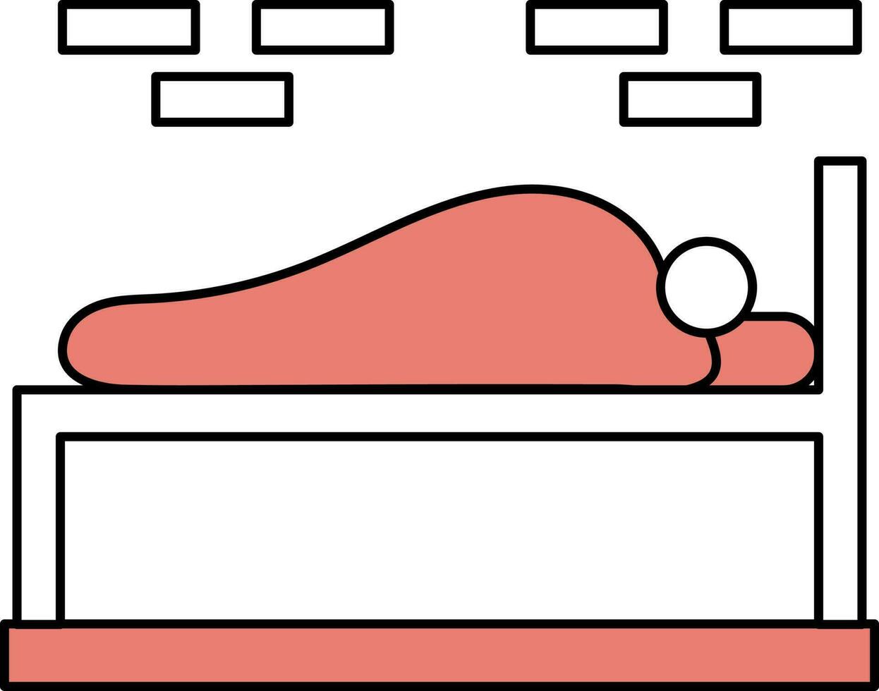 homem dormindo em cama ícone dentro vermelho e branco cor. vetor