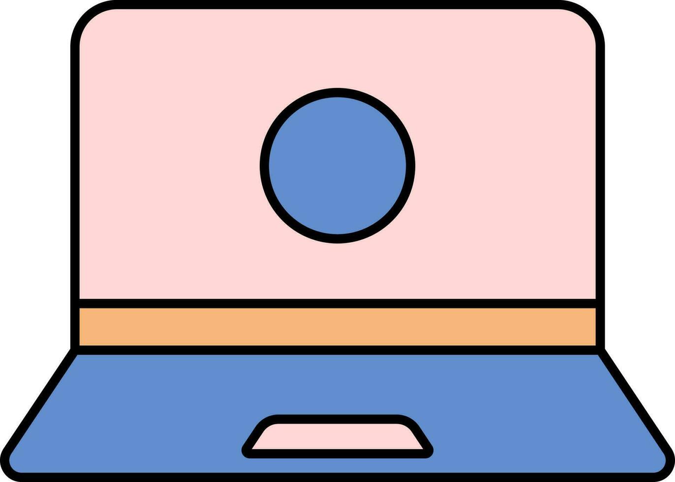 círculo dentro computador portátil tela colorida ícone. vetor