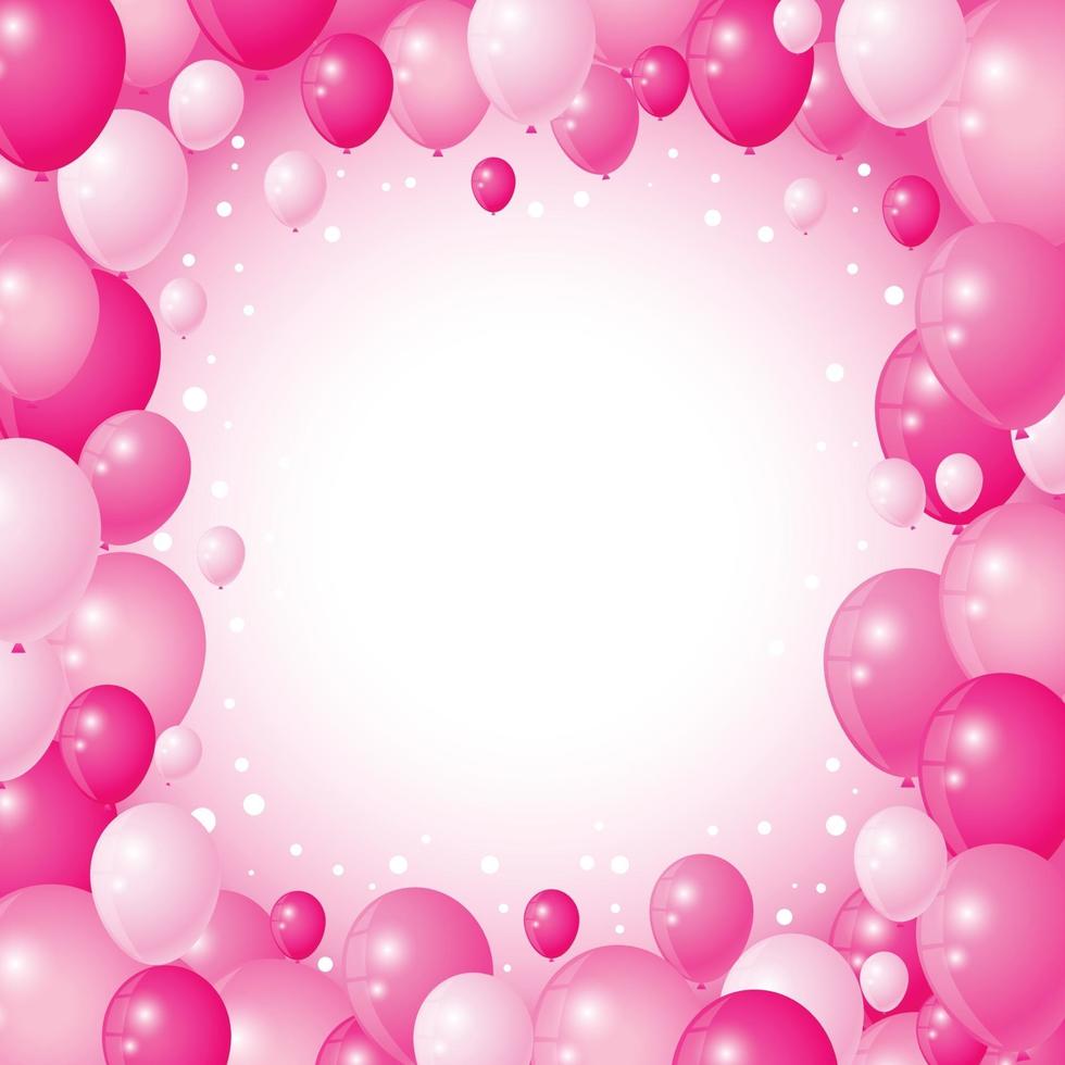 balões rosa fofos contra um fundo rosa vetor