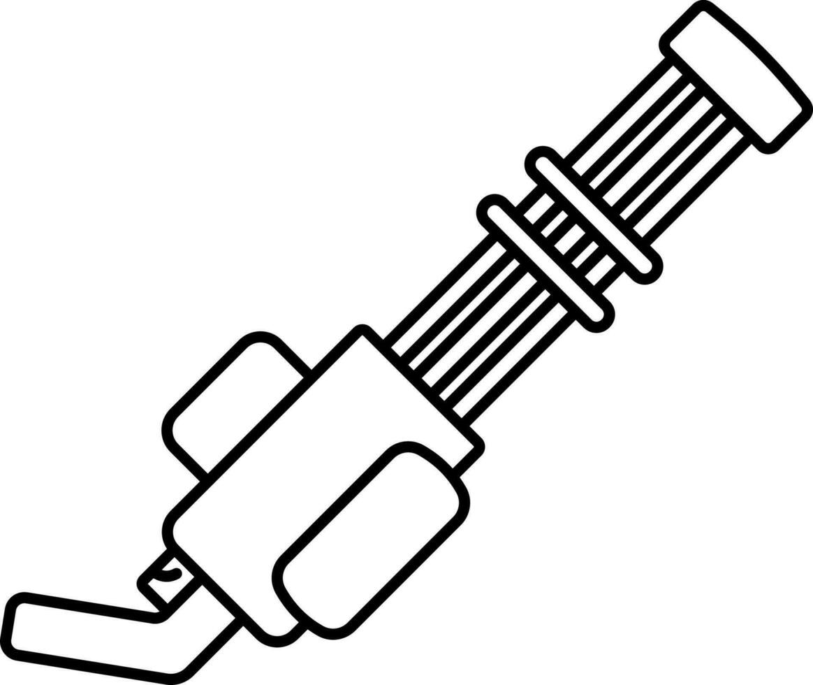 blaster rifle ícone dentro Preto linha arte. vetor