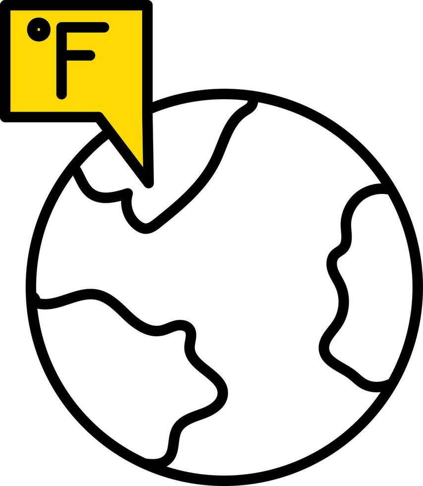 amarelo e branco terra Fahrenheit ícone ou símbolo. vetor
