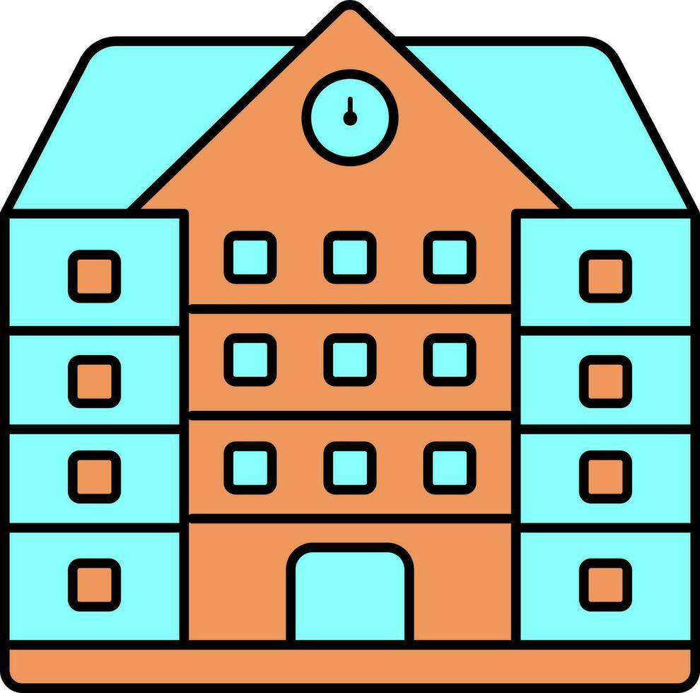 ciano e laranja escola construção ícone dentro plano estilo. vetor