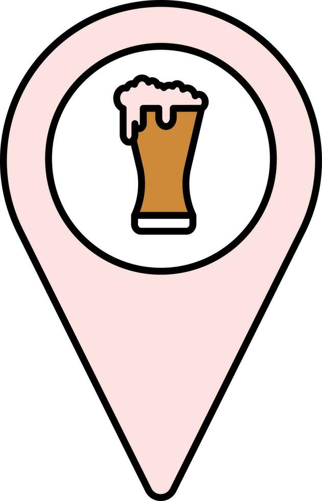 Rosa e Castanho Cerveja localização ícone. vetor