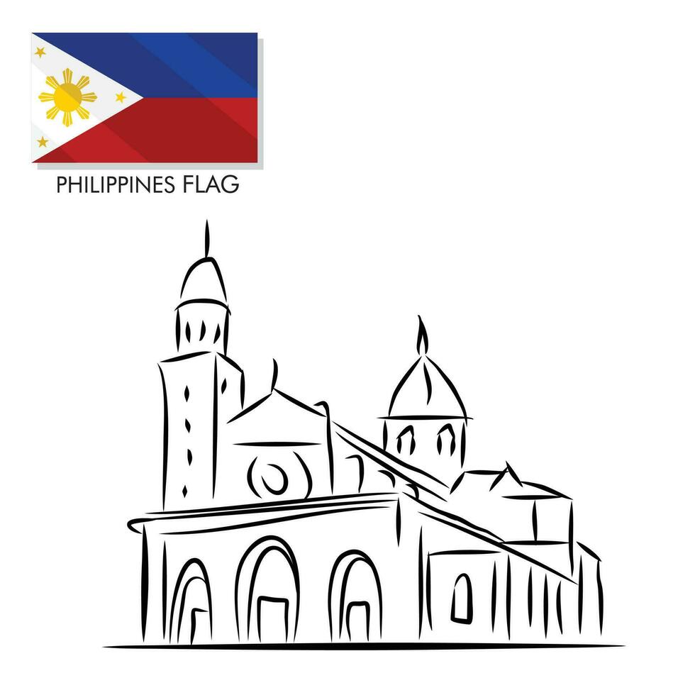 Manila vetor ilustração modelo bandeira filipino nacional dia com filipino bandeira Projeto nacional dia bandeira Projeto e ilustração do uma Igreja