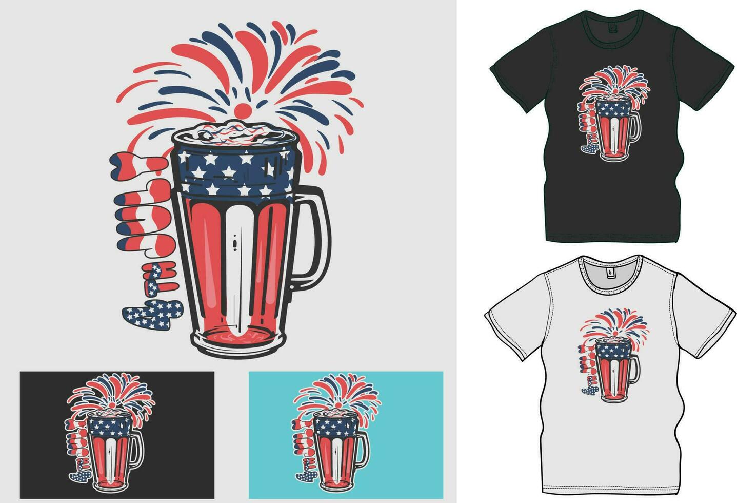 4º Julho do América, a comemorar com cerveja, a final coleção do independência dia camiseta desenhos vetor