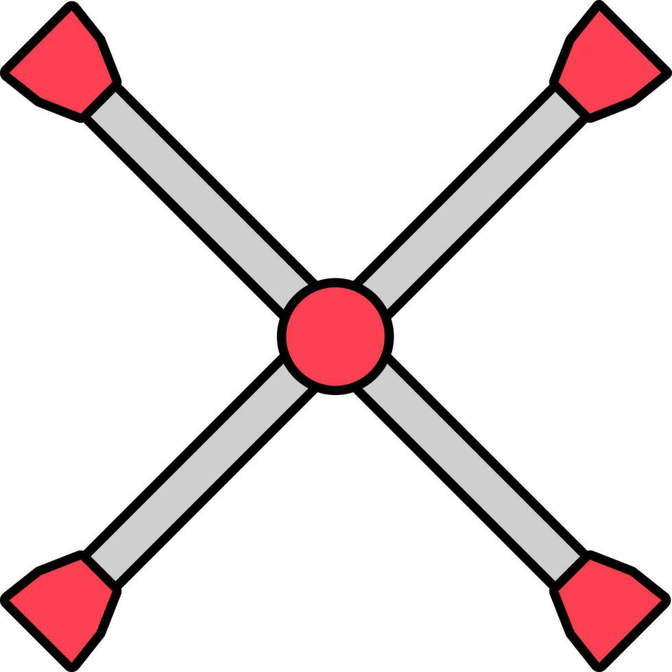 Cruz tubular chave inglesa ícone dentro cinzento e vermelho cor. vetor