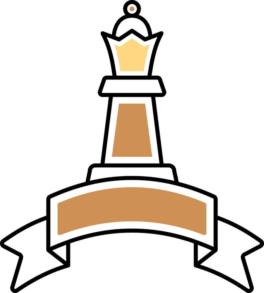 xadrez rainha com fita ícone dentro Castanho e amarelo cor. vetor