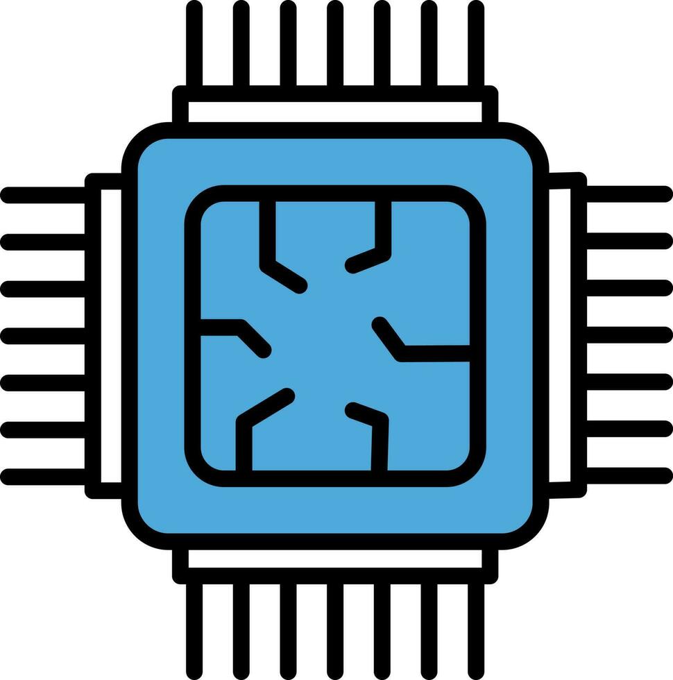 processador lasca ícone dentro azul cor. vetor