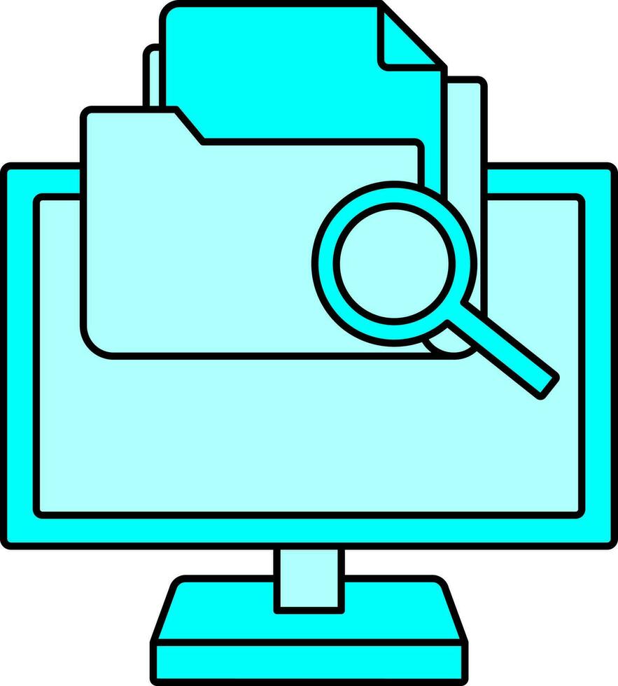 ilustração do procurando arquivos em computador ícone dentro ciano cor. vetor