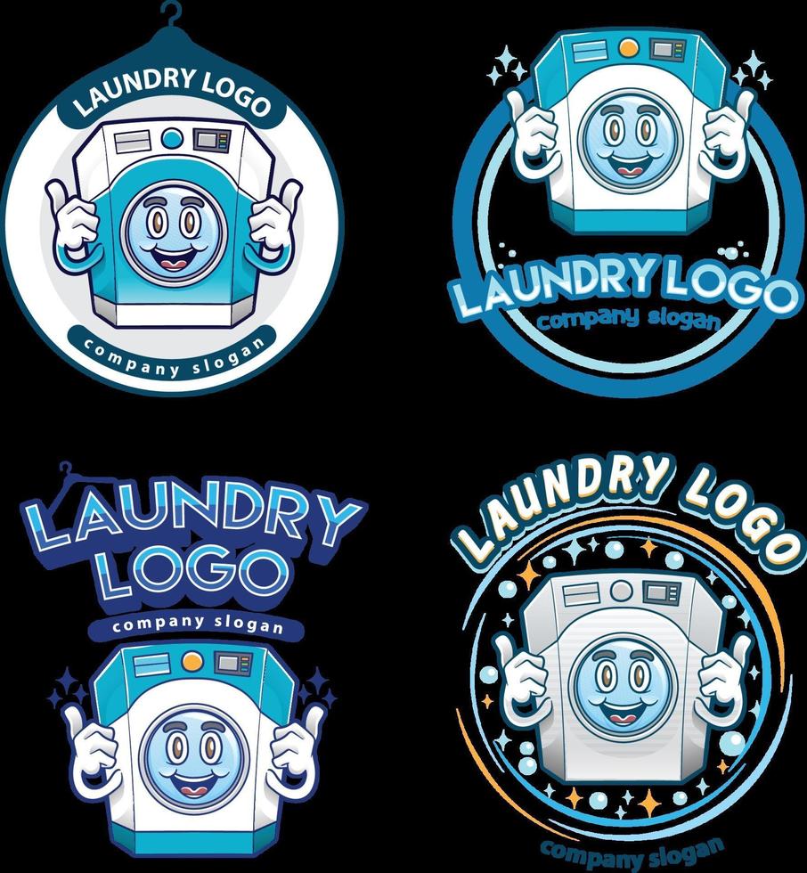 ilustração do conjunto de caracteres do mascote do logotipo da lavanderia vetor