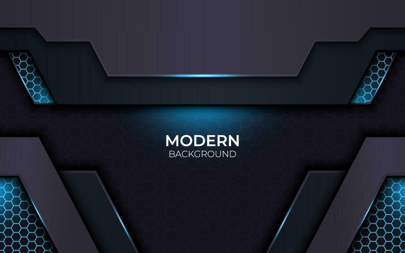 moderno tecnologia fundo metálico 3d hexágono realista brilho azul vetor