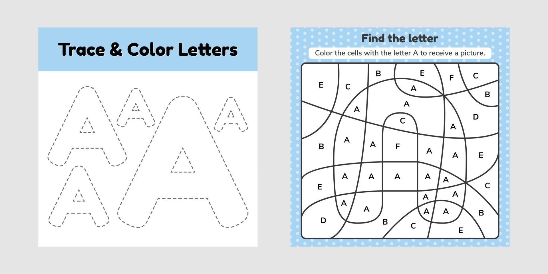 folha de livro de colorir para crianças planilha para o jardim de infância pré-escolar e linha de rastreamento de idade escolar escrever e colorir a vetor