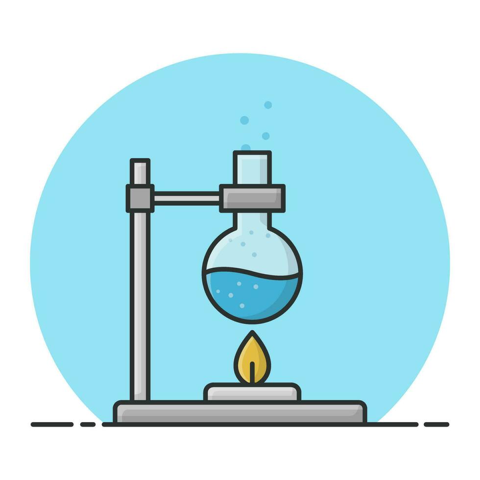 químico reação teste com medindo frasco. química experimentar dentro laboratório. preenchidas ícone vetor Projeto