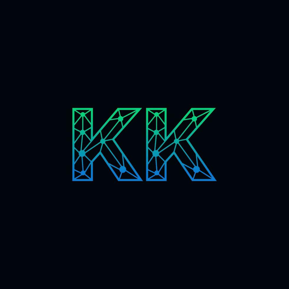 abstrato carta kk logotipo Projeto com linha ponto conexão para tecnologia e digital o negócio empresa. vetor
