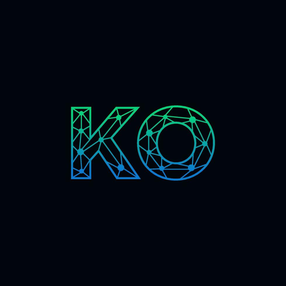 abstrato carta ko logotipo Projeto com linha ponto conexão para tecnologia e digital o negócio empresa. vetor