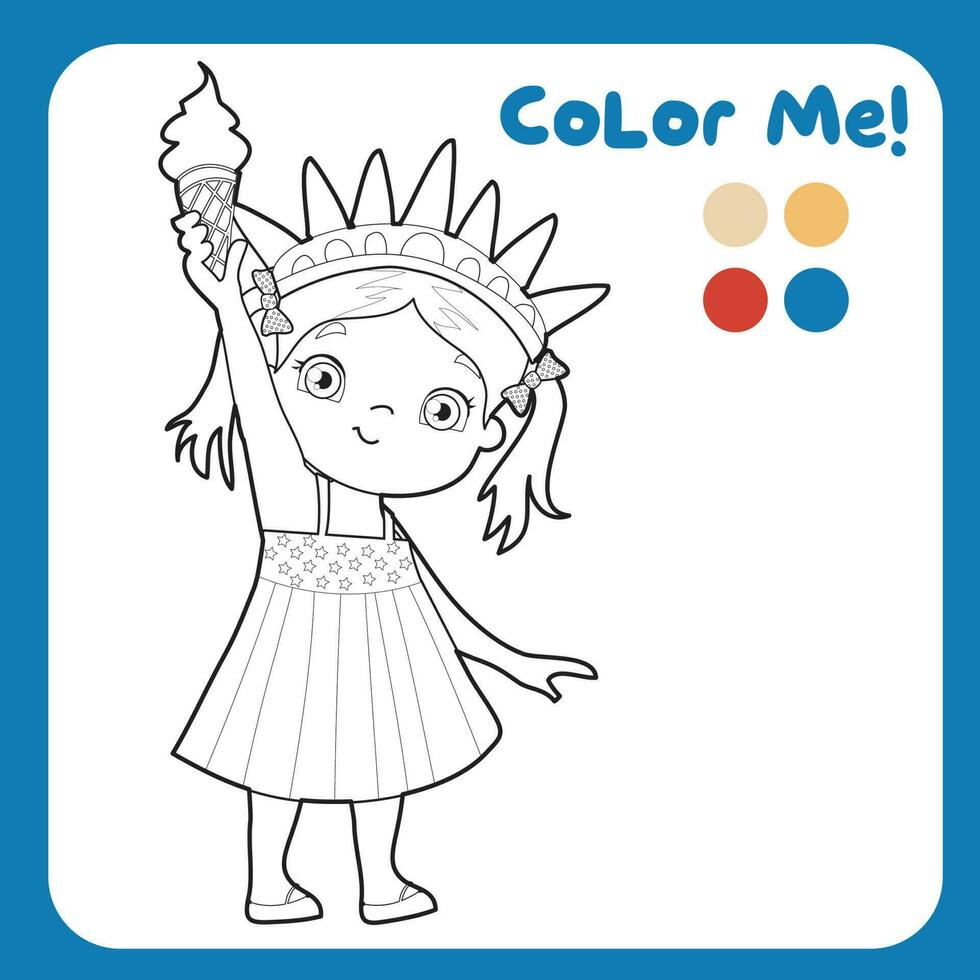 coloração atividade para crianças. 4º do Julho coloração página para Jardim da infância e pré escola crianças. educacional imprimível coloração planilha. vetor arquivo.