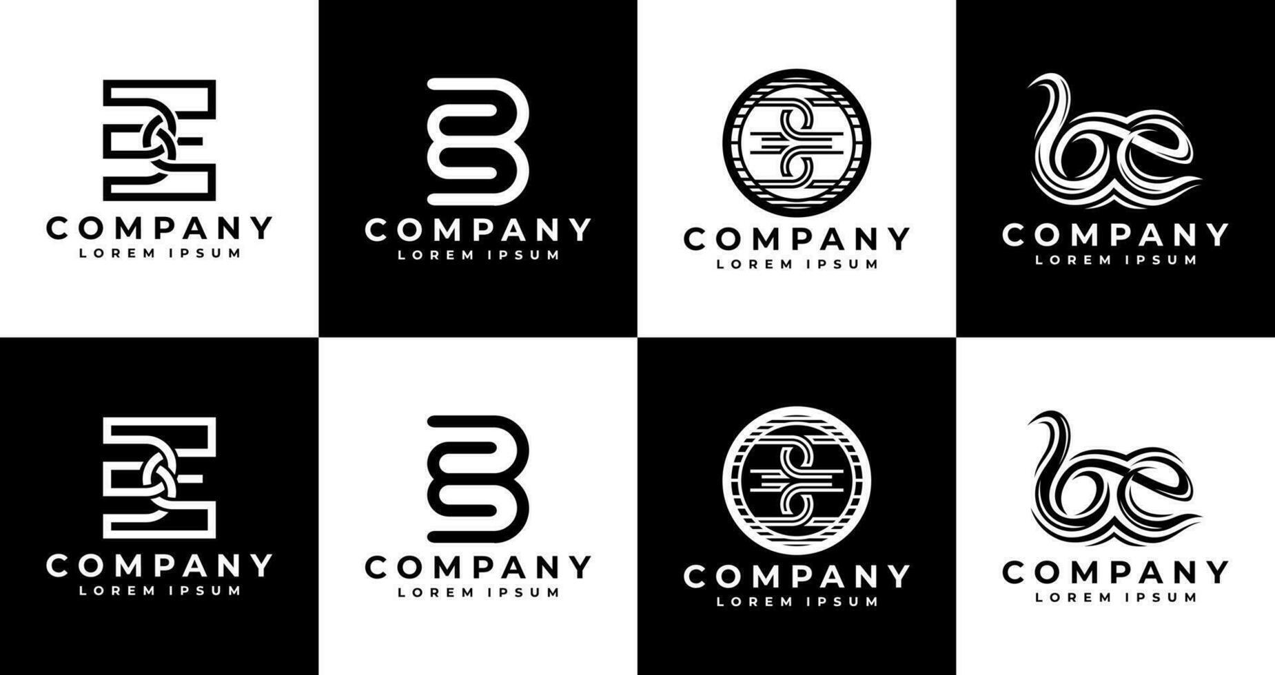 conjunto do abstrato carta b e estar logotipo Projeto. moderno inicial eb estar logotipo branding vetor
