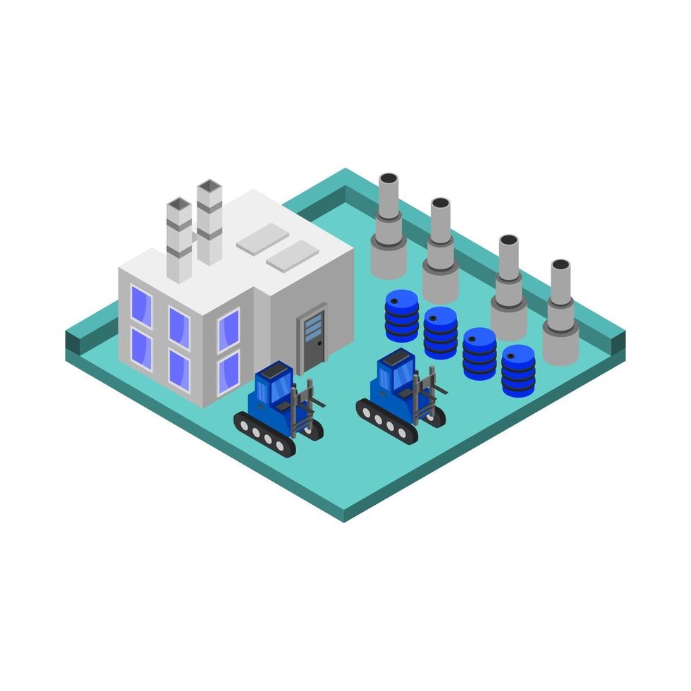 fábrica isométrica em fundo branco vetor
