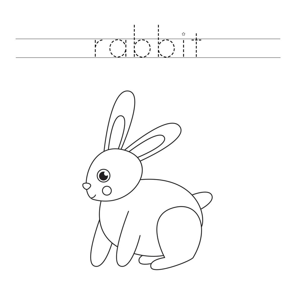 rastreamento de letras com coelho fofo. prática de escrita para crianças vetor