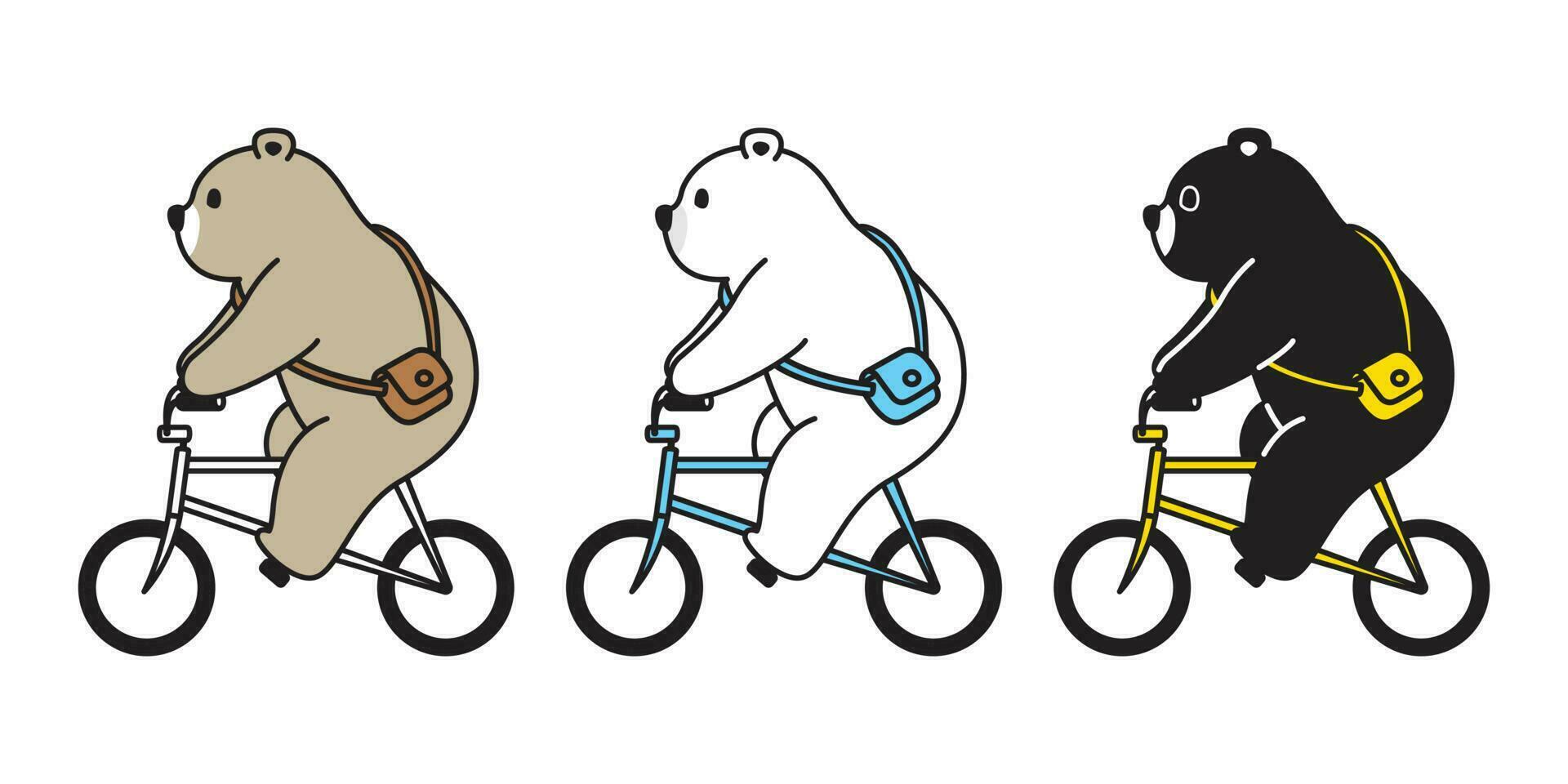 Urso vetor polar Urso bicicleta equitação desenho animado personagem ícone logotipo ilustração rabisco