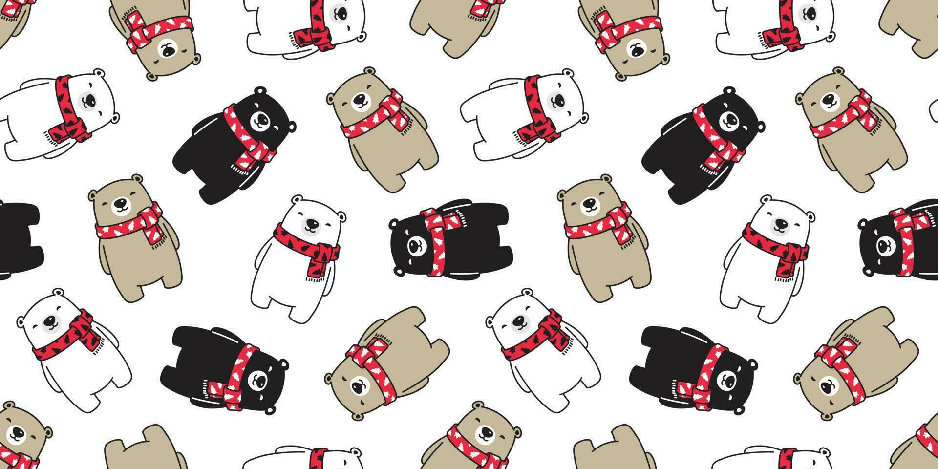 Urso desatado padronizar vetor polar Urso Natal árvore cachecol santa claus natal desenho animado isolado ilustração telha fundo repetir papel de parede