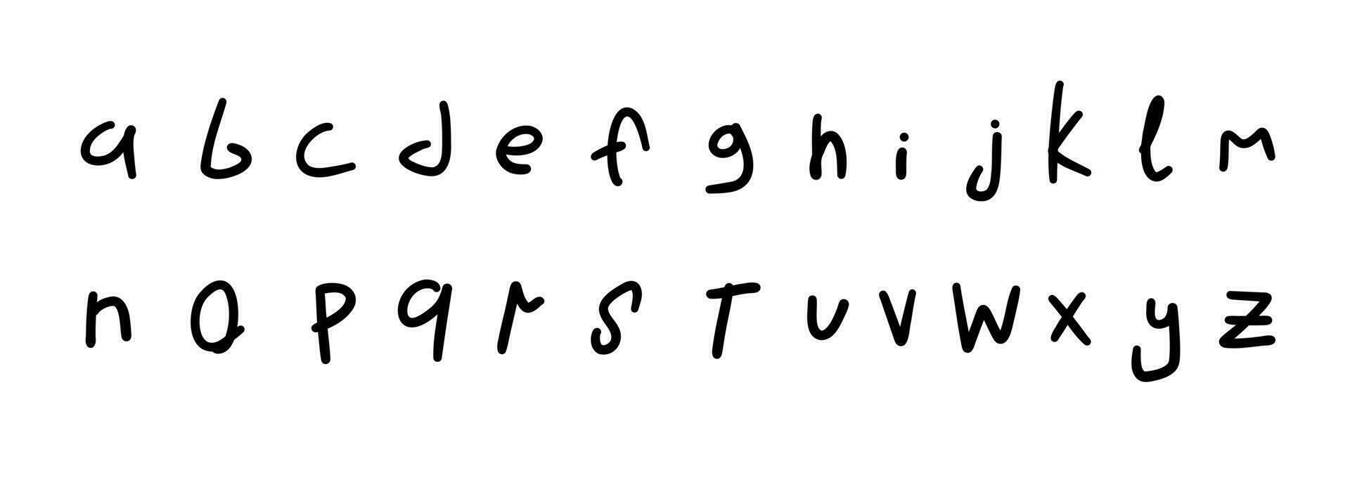 rabisco Preto Inglês latim abc alfabeto Fonte uma para z. vetor ilustração dentro mão desenhado rabisco estilo isolado em branco fundo. para tipografia, decorando, crianças livro, cartão, Casamento convite.