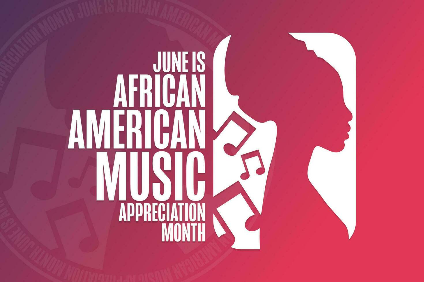 Junho é africano americano música apreciação mês. feriado conceito. modelo para fundo, bandeira, cartão, poster com texto inscrição. vetor eps10 ilustração.