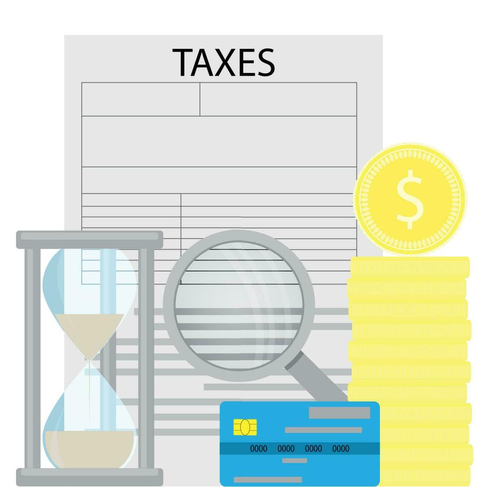 imposto e dinheiro plano o negócio conceito. imposto preparação e contabilidade, vetor ilustração