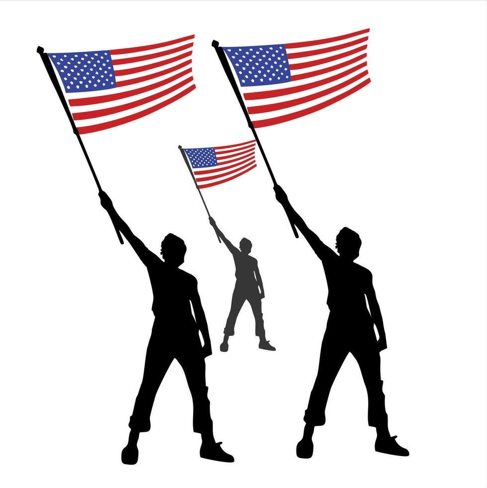 pessoas segurando bandeira do América ou Unidos estados EUA vetor