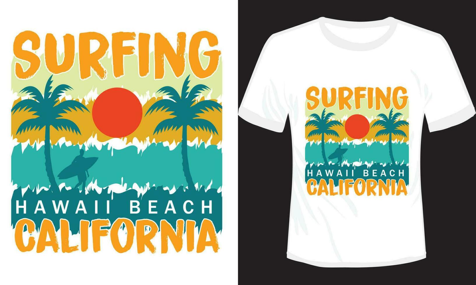 surfar Havaí de praia Califórnia camiseta Projeto vetor ilustração