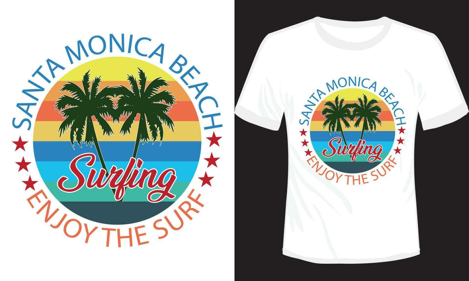 santa monica de praia surfar camiseta Projeto vetor ilustração