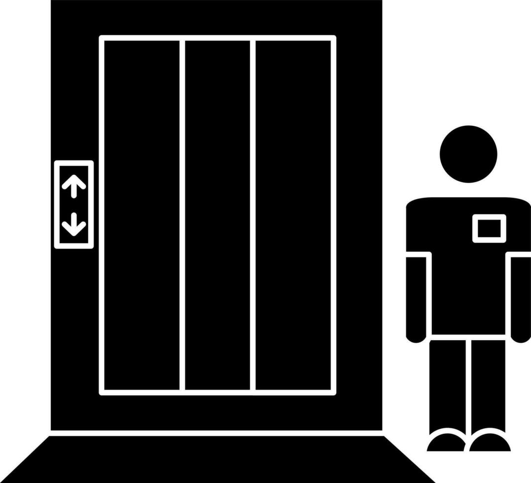 elevador com homem ícone vetor