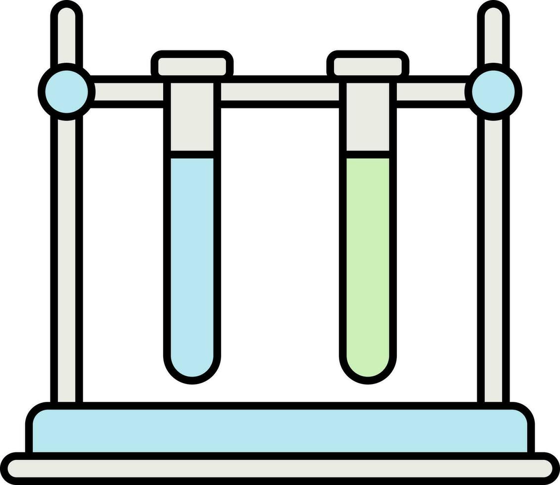 verde e azul líquido teste tubo ficar de pé plano ícone. vetor