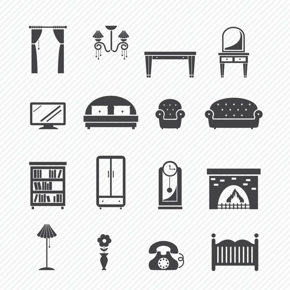 ilustração do conjunto de ícones de móveis vetor