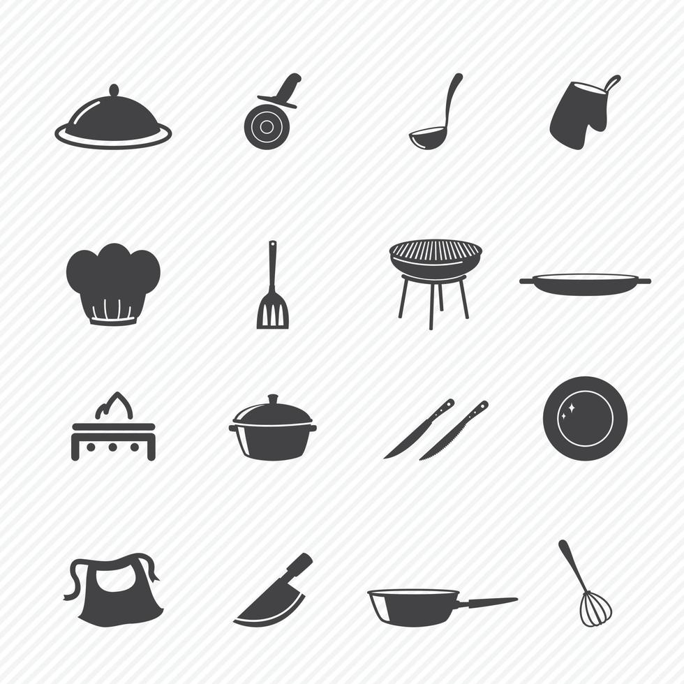 ilustração conjunto de ícones de cozinha vetor