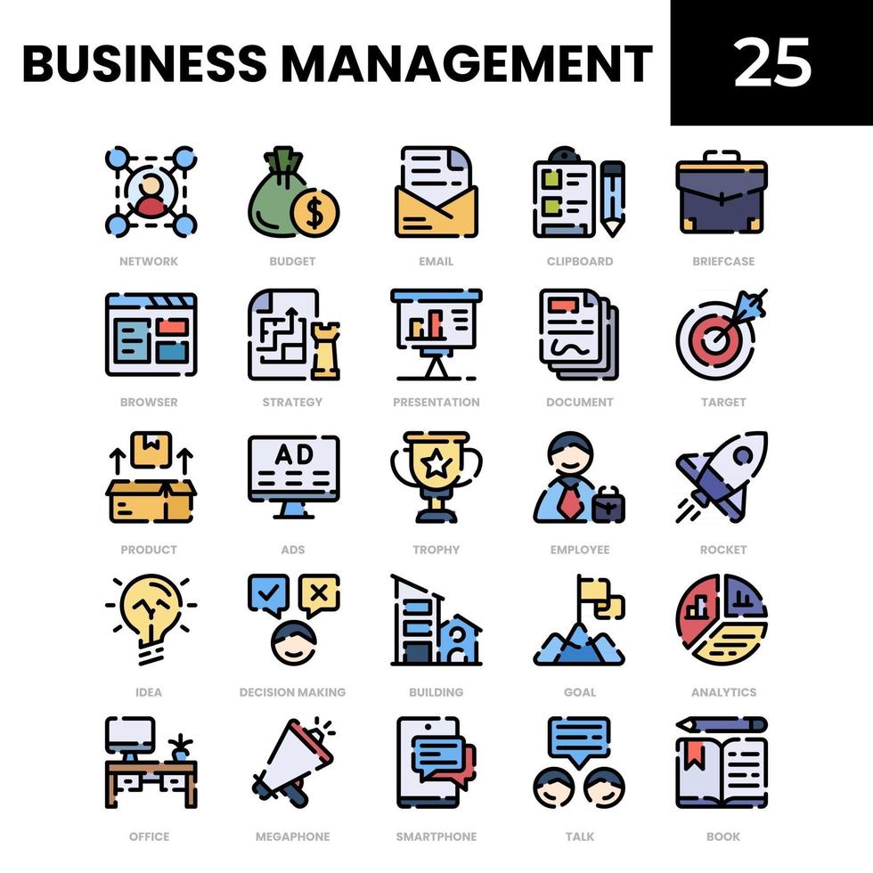 ícone de cor linear de gestão de negócios vetor