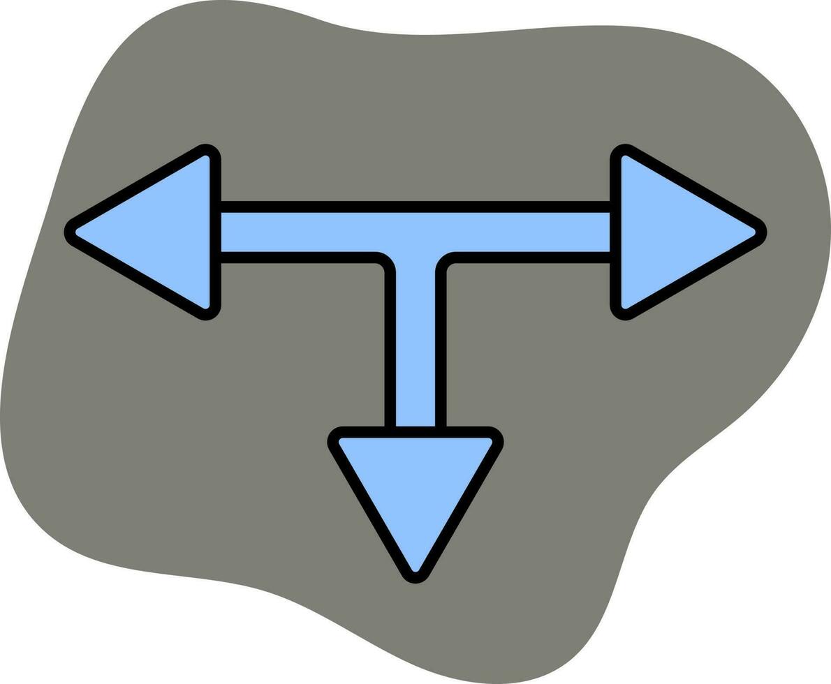 azul cor três caminho direção seta ícone em cinzento fundo. vetor