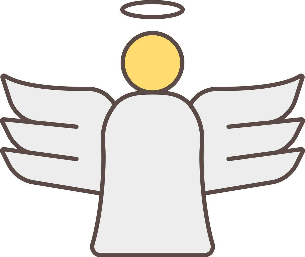 desenho animado personagem anjo ícone dentro cinzento e amarelo cor. vetor