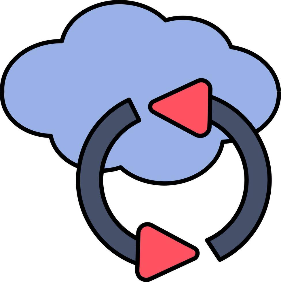 isolado nuvem sincronizar ícone dentro azul e vermelho cor. vetor
