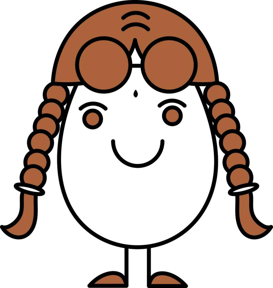 desenho animado fêmea ovo vestindo óculos ícone dentro Castanho e branco cor. vetor