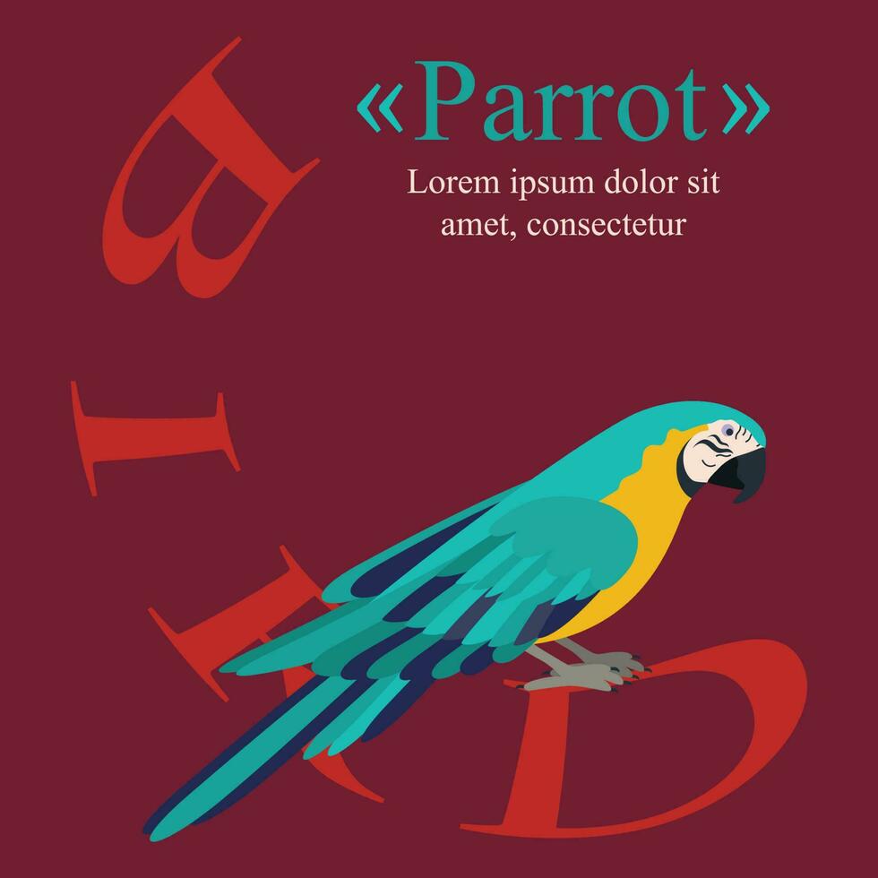 poster, bandeira com papagaio pássaro e texto. poster disposição Projeto. vetor