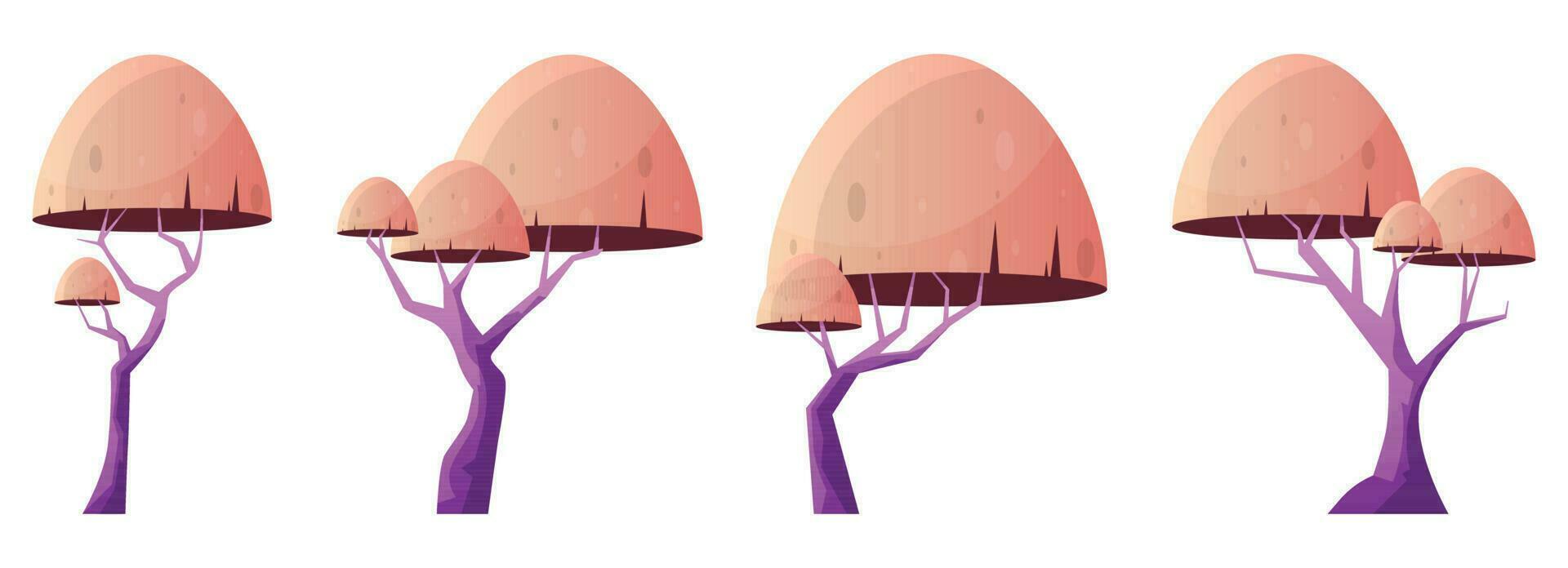 colorida desenho animado árvore coleção isolado em branco. floresta árvores vetor ilustração