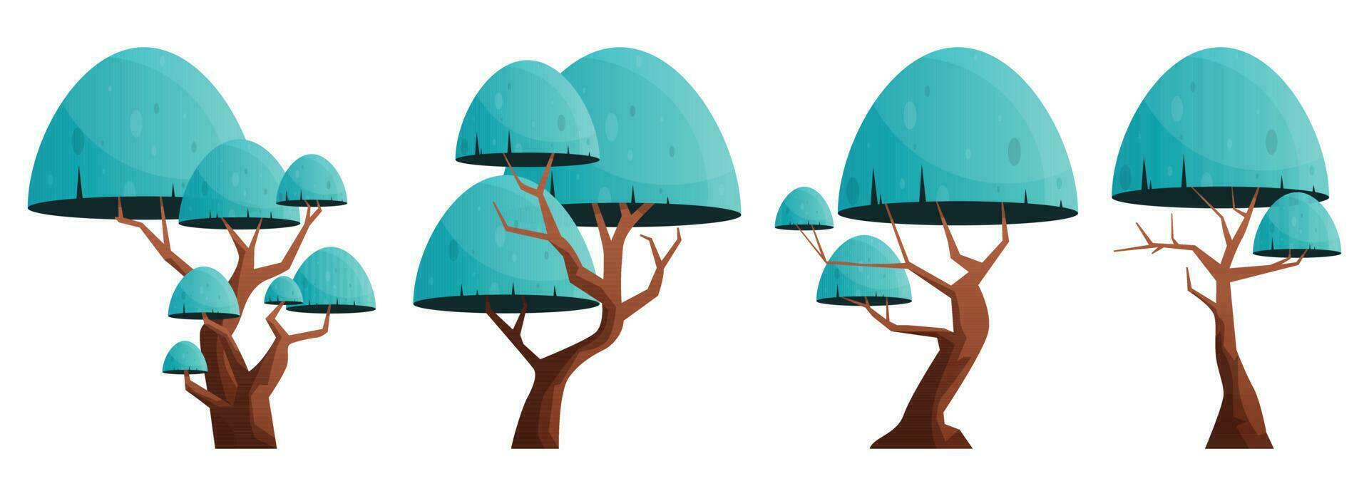 colorida desenho animado árvore coleção isolado em branco. floresta árvores vetor ilustração