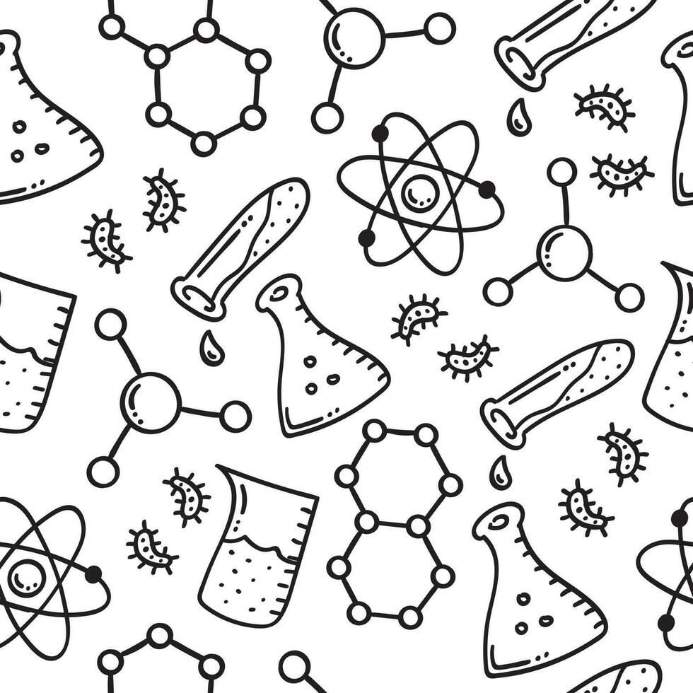 padrão perfeito de química e ciência desenhada à mão vetor