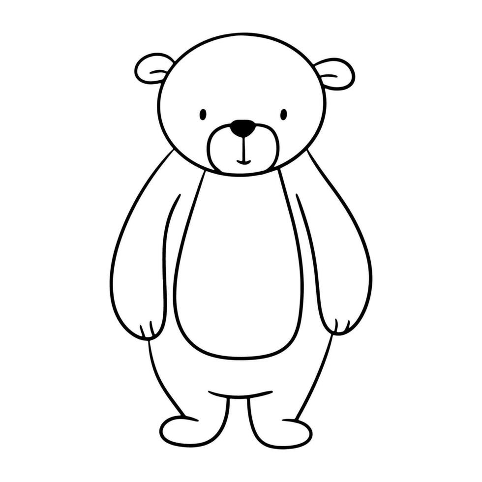 fofa linha engraçado urso. mão desenhado personagem floresta animal isolado em branco fundo. bosque esboço ilustração para coloração livro vetor