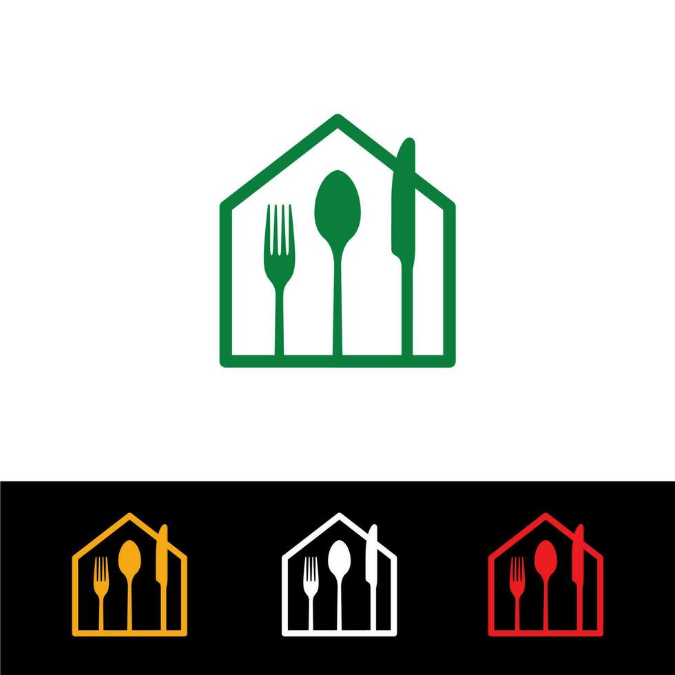 Comida casa logotipo, cozinha casa logotipo Projeto modelo para restaurante vetor estoque