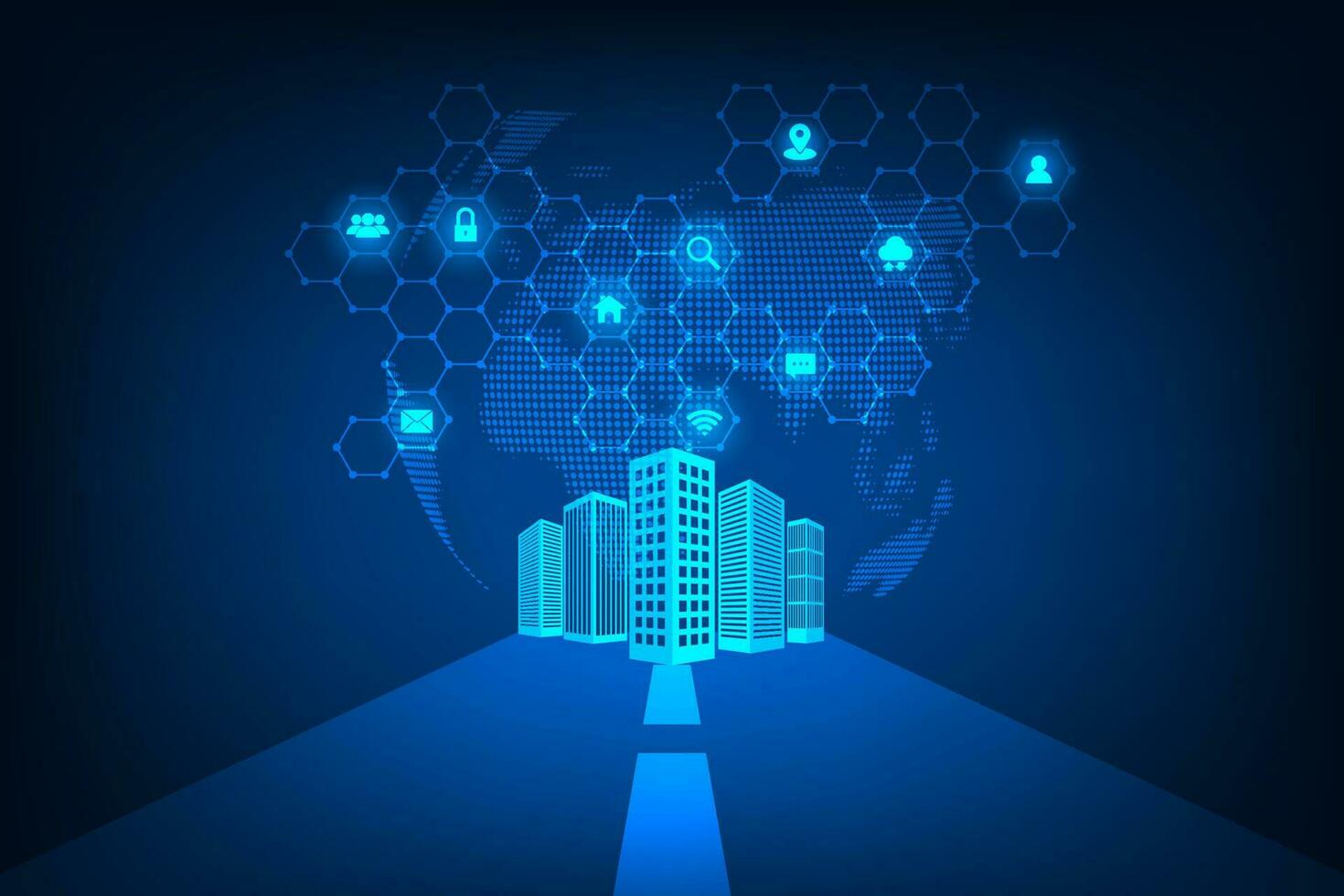 vetor abstrato tecnologia inteligente cidade conectados rede conceito.