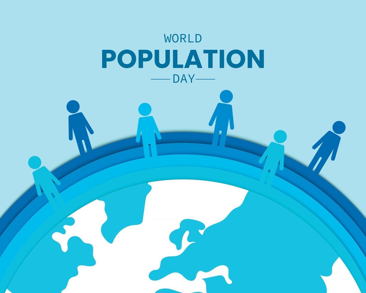 dia da população mundial com papel de pessoas vetor