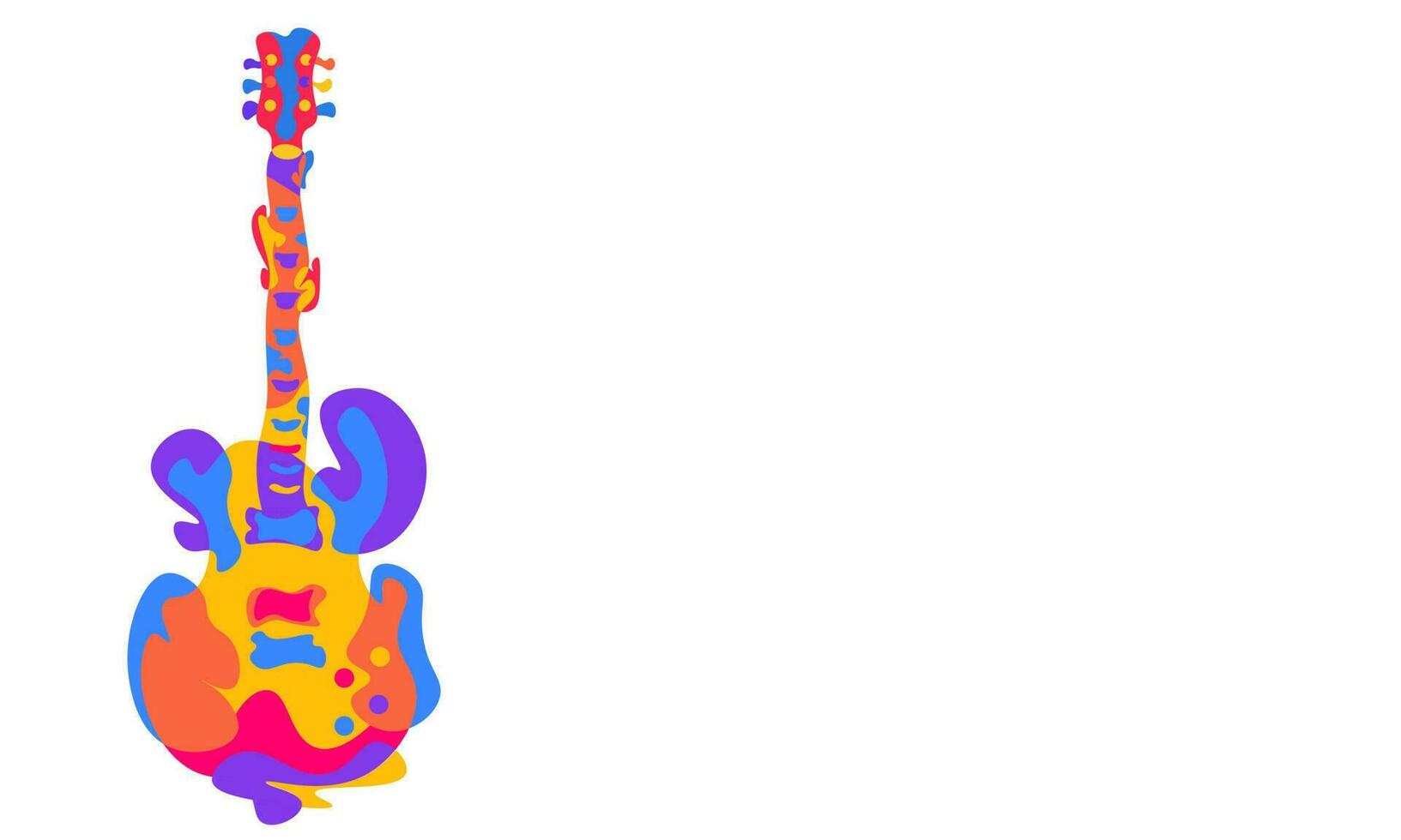 mundo música dia bandeira fundo com guitarra ilustração. vetor panorama